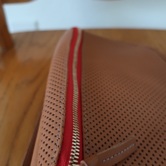 Clare V Tan Crossbody Bag with Red Accent - Picture 7 of 16